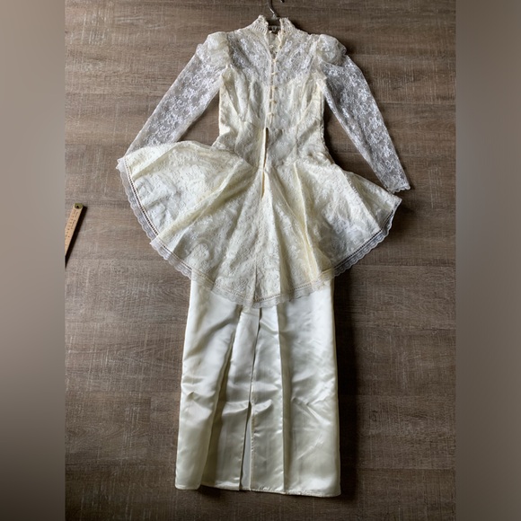 Vtg Jessica McClintock Victorian Edwardian Dress 8 Cottagecore Lace Wedding USA - Picture 2 of 16